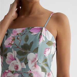 Floral Print Square Neck Tiered Poplin Maxi Dress